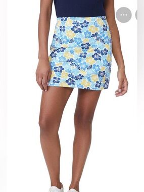 J. McLaughlin Navy Floral Swim Sarong with Light Blue & Yellow Blooms